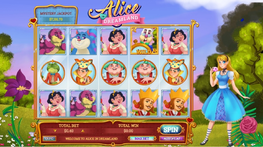 what do the alice in dreamland slots offer